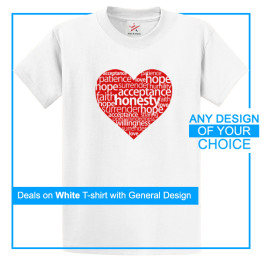 Personalised White Tee With Your Own General Artwork Print On Front